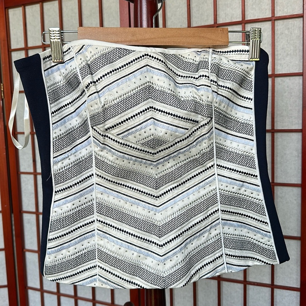 WHBM corset in blue and white